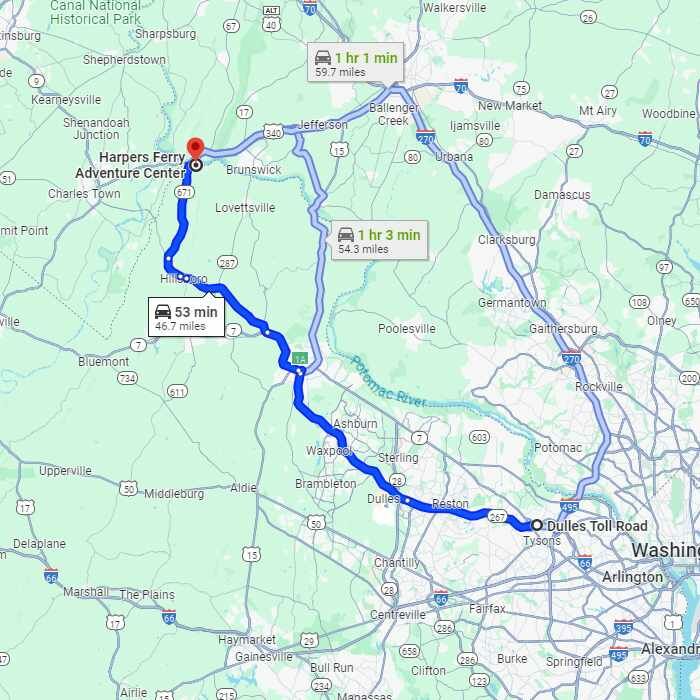 Directions Harpers Ferry Adventure Center