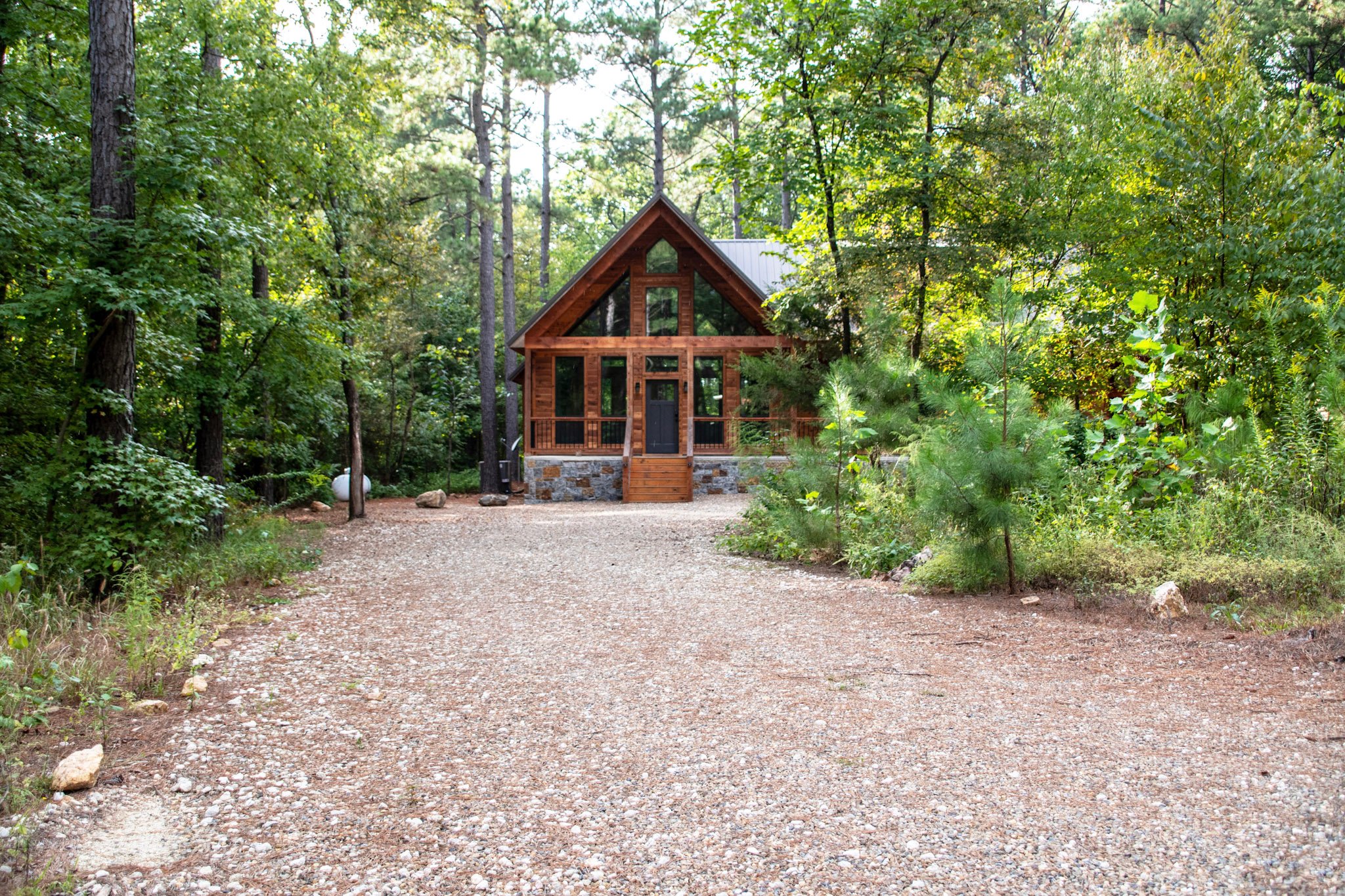 A cabin in the woods.